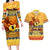 PNG Hamamas Krismas Couples Matching Long Sleeve Bodycon Dress and Hawaiian Shirt Papua New Guinea Bird Of Paradise Merry Christmas Gold Style LT9 Gold - Polynesian Pride