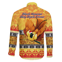 PNG Hamamas Krismas Family Matching Long Sleeve Bodycon Dress and Hawaiian Shirt Papua New Guinea Bird Of Paradise Merry Christmas Gold Style LT9 - Polynesian Pride