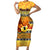 PNG Hamamas Krismas Family Matching Short Sleeve Bodycon Dress and Hawaiian Shirt Papua New Guinea Bird Of Paradise Merry Christmas Gold Style LT9 Mom's Dress Gold - Polynesian Pride