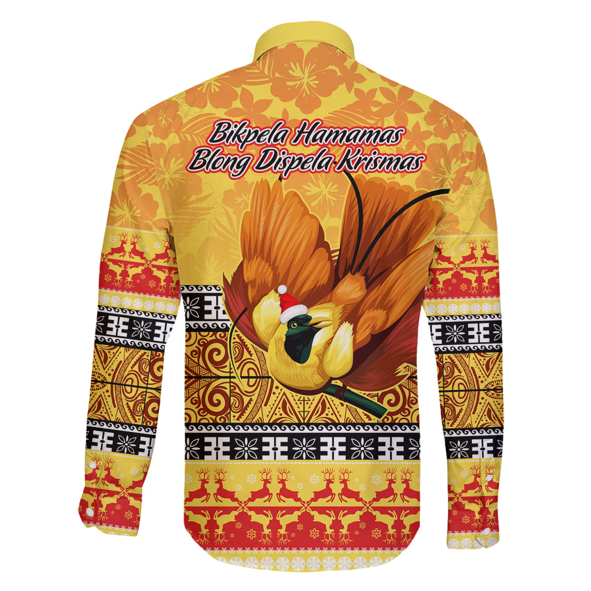 PNG Hamamas Krismas Family Matching Summer Maxi Dress and Hawaiian Shirt Papua New Guinea Bird Of Paradise Merry Christmas Gold Style LT9 - Polynesian Pride