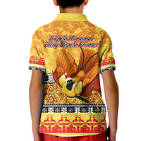 PNG Hamamas Krismas Kid Polo Shirt Papua New Guinea Bird Of Paradise Merry Christmas Gold Style LT9 - Polynesian Pride