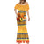 PNG Hamamas Krismas Mermaid Dress Papua New Guinea Bird Of Paradise Merry Christmas Gold Style LT9 - Polynesian Pride