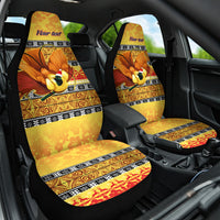 Personalised PNG Hamamas Krismas Car Seat Cover Papua New Guinea Bird Of Paradise Merry Christmas Gold Style LT9 One Size Gold - Polynesian Pride