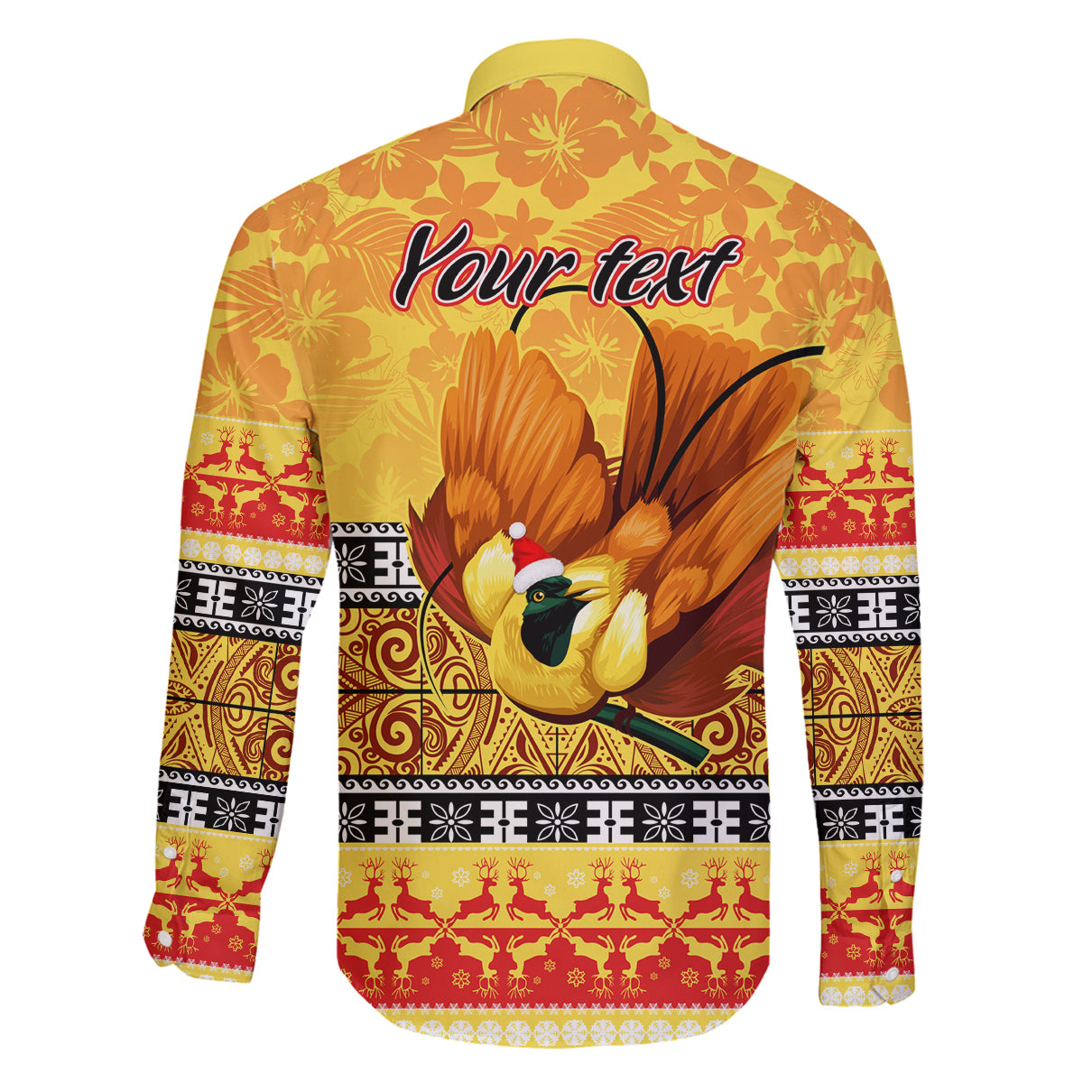 Personalised PNG Hamamas Krismas Family Matching Tank Maxi Dress and Hawaiian Shirt Papua New Guinea Bird Of Paradise Merry Christmas Gold Style LT9 - Polynesian Pride