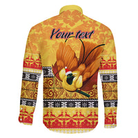 Personalised PNG Hamamas Krismas Family Matching Tank Maxi Dress and Hawaiian Shirt Papua New Guinea Bird Of Paradise Merry Christmas Gold Style LT9 - Polynesian Pride