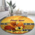 Personalised PNG Hamamas Krismas Round Carpet Papua New Guinea Bird Of Paradise Merry Christmas Gold Style LT9 - Polynesian Pride