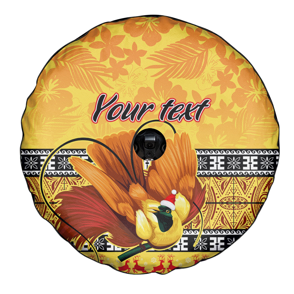 Personalised PNG Hamamas Krismas Spare Tire Cover Papua New Guinea Bird Of Paradise Merry Christmas Gold Style LT9 - Polynesian Pride