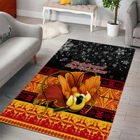 PNG Hamamas Krismas Area Rug Papua New Guinea Bird Of Paradise Merry Christmas Black Style LT9 - Polynesian Pride