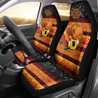PNG Hamamas Krismas Car Seat Cover Papua New Guinea Bird Of Paradise Merry Christmas Black Style LT9 - Polynesian Pride