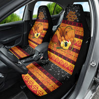PNG Hamamas Krismas Car Seat Cover Papua New Guinea Bird Of Paradise Merry Christmas Black Style LT9 - Polynesian Pride