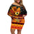 PNG Hamamas Krismas Family Matching Off Shoulder Short Dress and Hawaiian Shirt Papua New Guinea Bird Of Paradise Merry Christmas Black Style LT9 Mom's Dress Black - Polynesian Pride