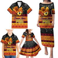 PNG Hamamas Krismas Family Matching Puletasi Dress and Hawaiian Shirt Papua New Guinea Bird Of Paradise Merry Christmas Black Style LT9 - Polynesian Pride