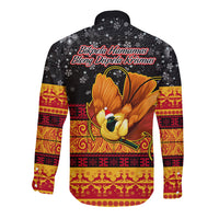 PNG Hamamas Krismas Long Sleeve Button Shirt Papua New Guinea Bird Of Paradise Merry Christmas Black Style LT9 - Polynesian Pride