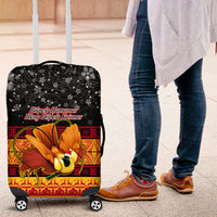 PNG Hamamas Krismas Luggage Cover Papua New Guinea Bird Of Paradise Merry Christmas Black Style LT9 Black - Polynesian Pride