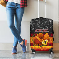 PNG Hamamas Krismas Luggage Cover Papua New Guinea Bird Of Paradise Merry Christmas Black Style LT9 - Polynesian Pride