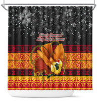 PNG Hamamas Krismas Shower Curtain Papua New Guinea Bird Of Paradise Merry Christmas Black Style LT9 Black - Polynesian Pride