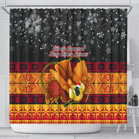 PNG Hamamas Krismas Shower Curtain Papua New Guinea Bird Of Paradise Merry Christmas Black Style LT9 - Polynesian Pride