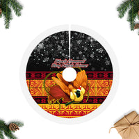 PNG Hamamas Krismas Tree Skirt Papua New Guinea Bird Of Paradise Merry Christmas Black Style LT9 Fringed Tree Skirts Black - Polynesian Pride