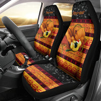 Personalised PNG Hamamas Krismas Car Seat Cover Papua New Guinea Bird Of Paradise Merry Christmas Black Style LT9 - Polynesian Pride