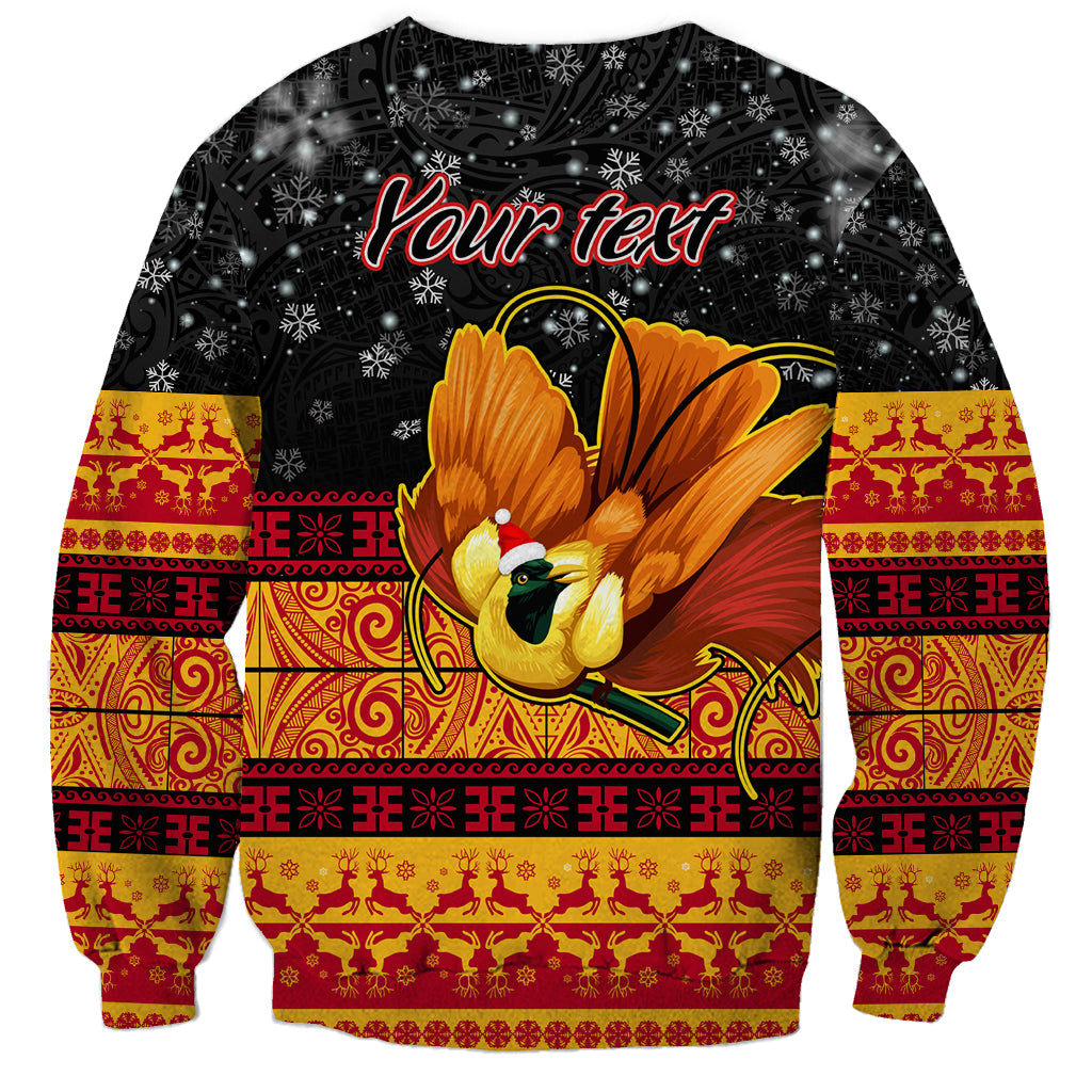 Personalised PNG Hamamas Krismas Sweatshirt Papua New Guinea Bird Of Paradise Merry Christmas Black Style LT9 - Polynesian Pride