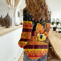 Personalised PNG Hamamas Krismas Women Casual Shirt Papua New Guinea Bird Of Paradise Merry Christmas Black Style LT9 - Polynesian Pride