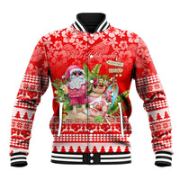 Personalised Hawaii Mele Kalikimaka Baseball Jacket Santa Beach Merry Christmas LT9 Unisex Red - Polynesian Pride