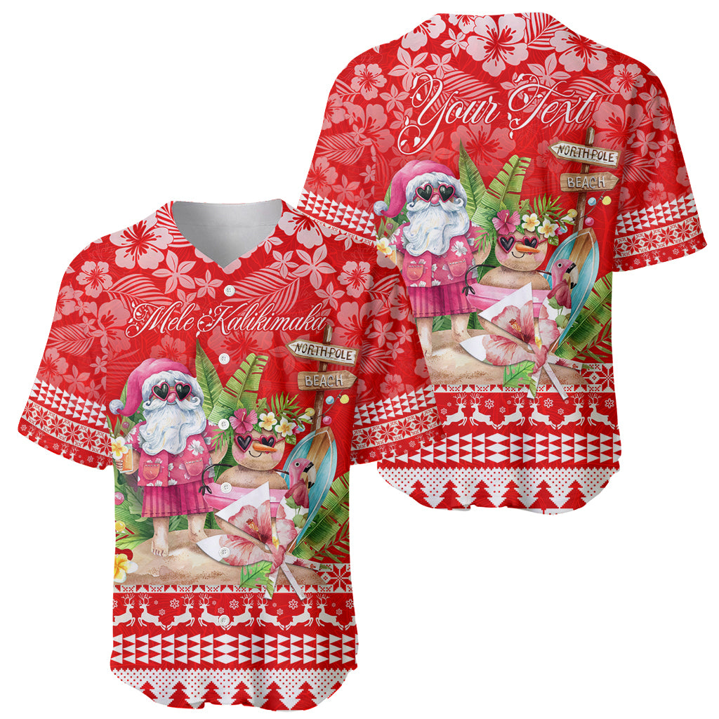 Personalised Hawaii Mele Kalikimaka Baseball Jersey Santa Beach Merry Christmas LT9 - Polynesian Pride