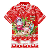 Personalised Hawaii Mele Kalikimaka Family Matching Off Shoulder Maxi Dress and Hawaiian Shirt Santa Beach Merry Christmas LT9 - Polynesian Pride