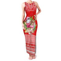 Personalised Hawaii Mele Kalikimaka Family Matching Tank Maxi Dress and Hawaiian Shirt Santa Beach Merry Christmas LT9 Mom's Dress Red - Polynesian Pride