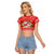 Personalised Hawaii Mele Kalikimaka Raglan Cropped T Shirt Santa Beach Merry Christmas LT9 Female Red - Polynesian Pride