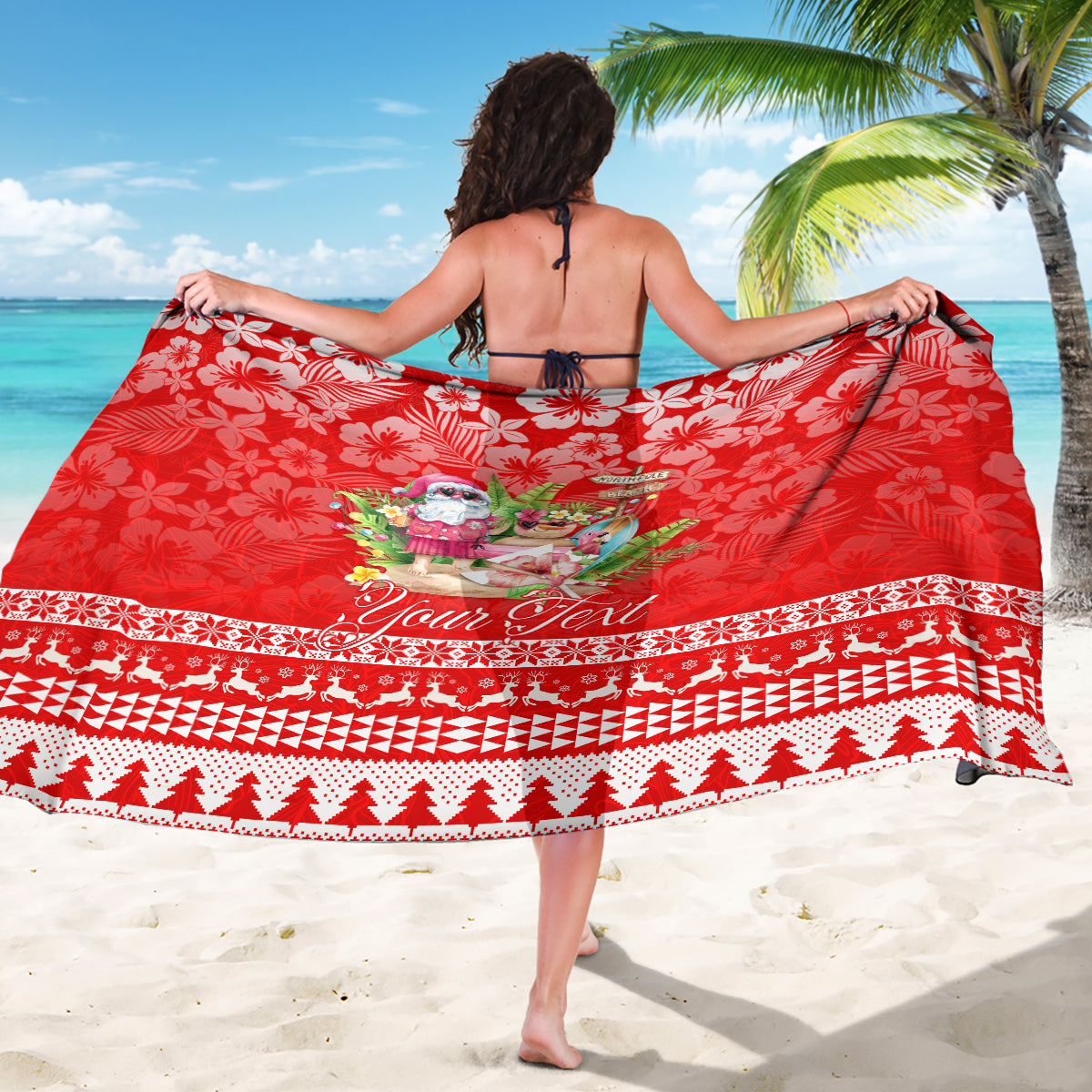 Personalised Hawaii Mele Kalikimaka Sarong Santa Beach Merry Christmas LT9 - Polynesian Pride