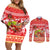 Hawaii Mele Kalikimaka Couples Matching Off Shoulder Short Dress and Long Sleeve Button Shirt Santa Claus and Hula Dancing Merry Christmas LT9 Red - Polynesian Pride