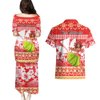 Hawaii Mele Kalikimaka Couples Matching Puletasi Dress and Hawaiian Shirt Santa Claus and Hula Dancing Merry Christmas LT9 - Polynesian Pride