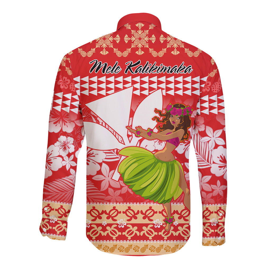 Hawaii Mele Kalikimaka Long Sleeve Button Shirt Santa Claus and Hula Dancing Merry Christmas LT9 - Polynesian Pride