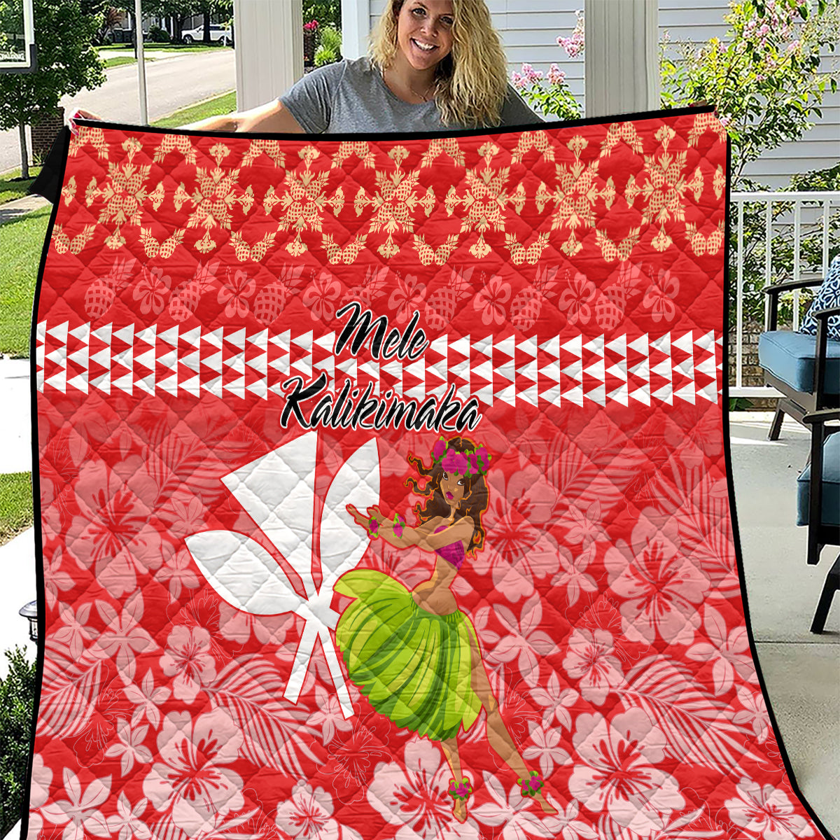 Hawaii Mele Kalikimaka Quilt Santa Claus and Hula Dancing Merry Christmas LT9 Red - Polynesian Pride