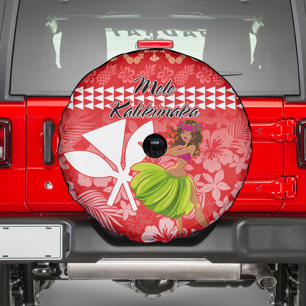 Hawaii Mele Kalikimaka Spare Tire Cover Santa Claus and Hula Dancing Merry Christmas LT9 - Polynesian Pride