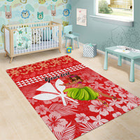 Personalised Hawaii Mele Kalikimaka Area Rug Santa Claus and Hula Dancing Merry Christmas LT9 - Polynesian Pride