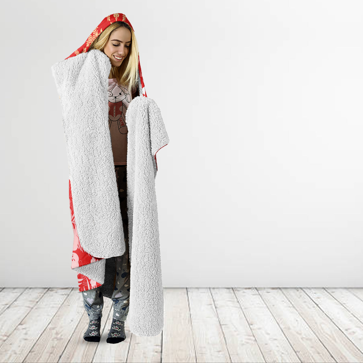 Personalised Hawaii Mele Kalikimaka Hooded Blanket Santa Claus and Hula Dancing Merry Christmas LT9 - Polynesian Pride