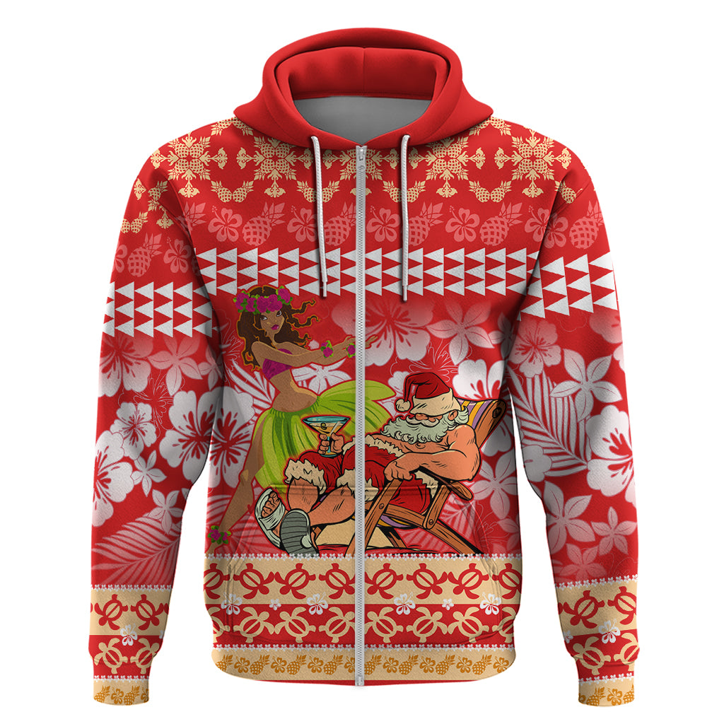 Personalised Hawaii Mele Kalikimaka Hoodie Santa Claus and Hula Dancing Merry Christmas LT9 - Polynesian Pride