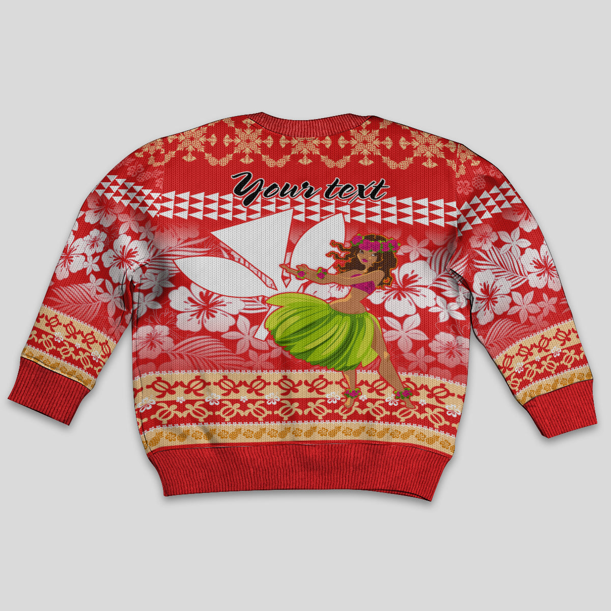 Personalised Hawaii Mele Kalikimaka Kid Ugly Christmas Sweater Santa Claus and Hula Dancing Merry Christmas LT9 - Polynesian Pride