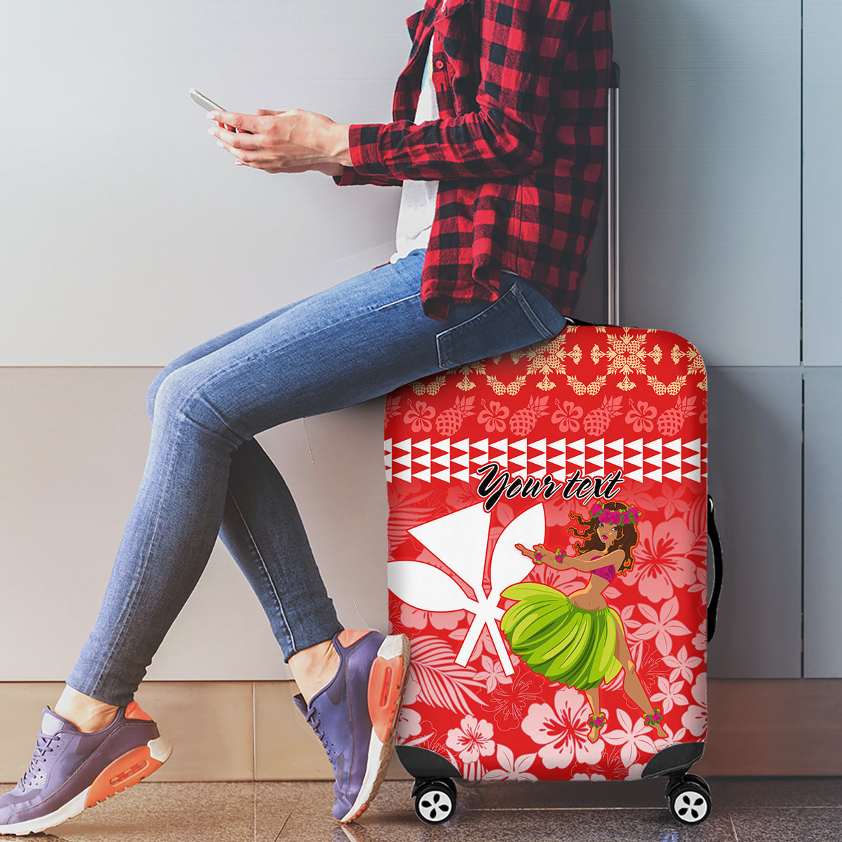 Personalised Hawaii Mele Kalikimaka Luggage Cover Santa Claus and Hula Dancing Merry Christmas LT9 - Polynesian Pride