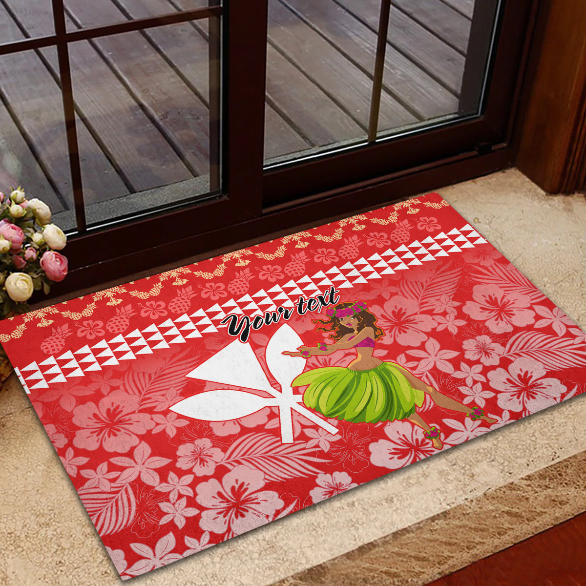 Personalised Hawaii Mele Kalikimaka Rubber Doormat Santa Claus and Hula Dancing Merry Christmas LT9 - Polynesian Pride