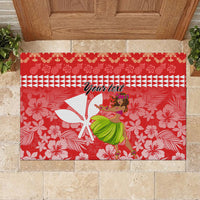 Personalised Hawaii Mele Kalikimaka Rubber Doormat Santa Claus and Hula Dancing Merry Christmas LT9 - Polynesian Pride