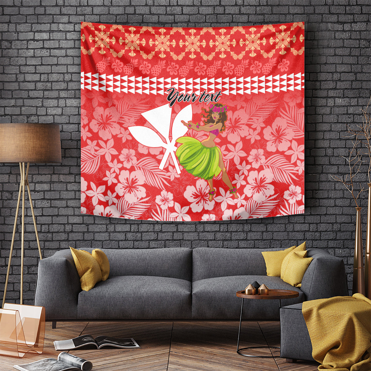 Personalised Hawaii Mele Kalikimaka Tapestry Santa Claus and Hula Dancing Merry Christmas LT9 Red - Polynesian Pride