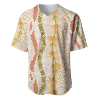 Hawaiian Ohia Lehua Lei Baseball Jersey Plaid Palaka Ahiehie Pattern - Polynesian Pride