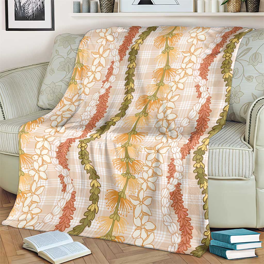 Hawaiian Ohia Lehua Lei Blanket Plaid Palaka Ahiehie Pattern - Polynesian Pride