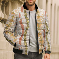 Hawaiian Ohia Lehua Lei Bomber Puffer Jacket Plaid Palaka Ahiehie Pattern LT9 - Polynesian Pride