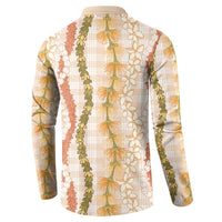 Hawaiian Ohia Lehua Lei Button Sweatshirt Plaid Palaka Ahiehie Pattern LT9 - Polynesian Pride
