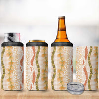 Hawaiian Ohia Lehua Lei 4 in 1 Can Cooler Tumbler Plaid Palaka Ahiehie Pattern - Polynesian Pride
