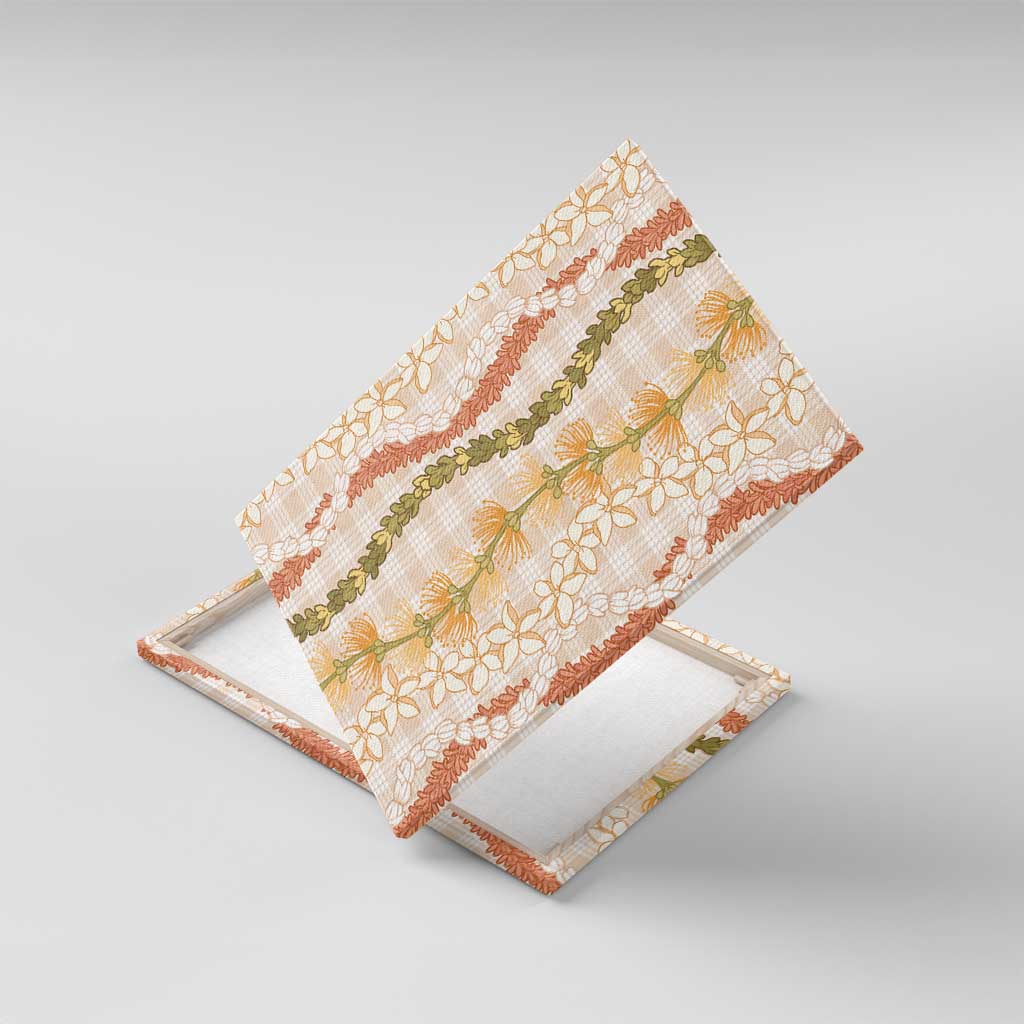 Hawaiian Ohia Lehua Lei Canvas Wall Art Plaid Palaka Ahiehie Pattern - Polynesian Pride